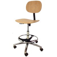 Kinefis Elite wooden stool: With backrest, footrest ring and high height of 55 - 80 cm